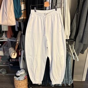 Zara White Elastic Waist Pants
